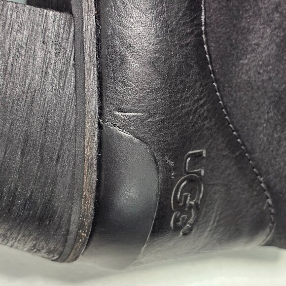 UGG PENELOPE Ankle Boots Black SHERPA Side Zip 1008710 WOMEN'S Size 9.5 - Picture 10 of 12